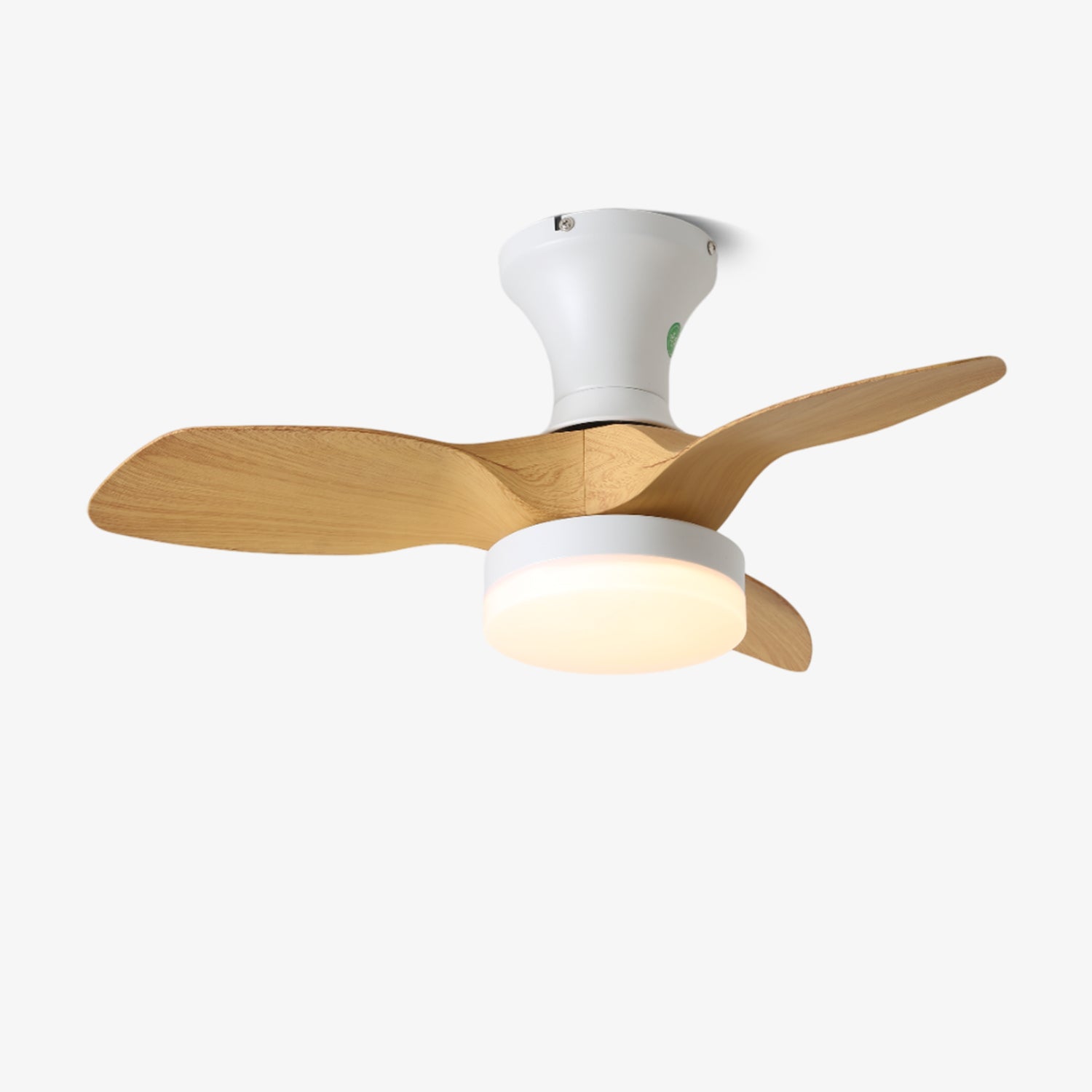 Scandinavian Ceiling Fan with Lighting – Minimalist Fan Lamp in Wood and White | Sansoti