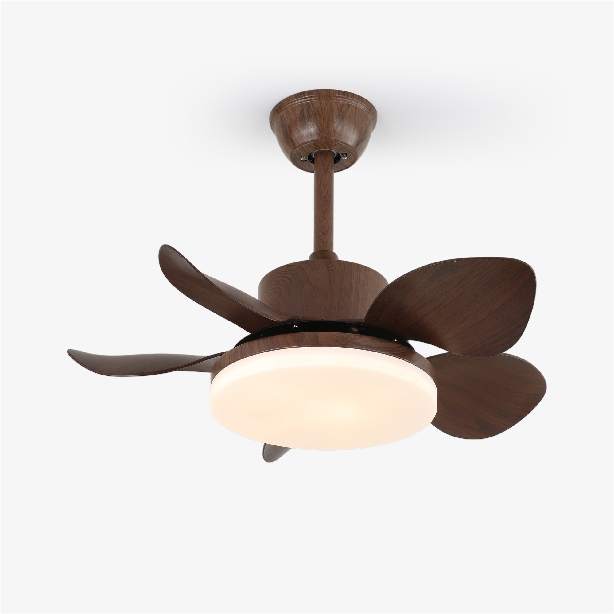 Plafondventilator Alenya met Houtlook en Geïntegreerde Verlichting Ø55cm 48W Grijsbruine Bladeren voor Alle Seizoenen | Sansoti