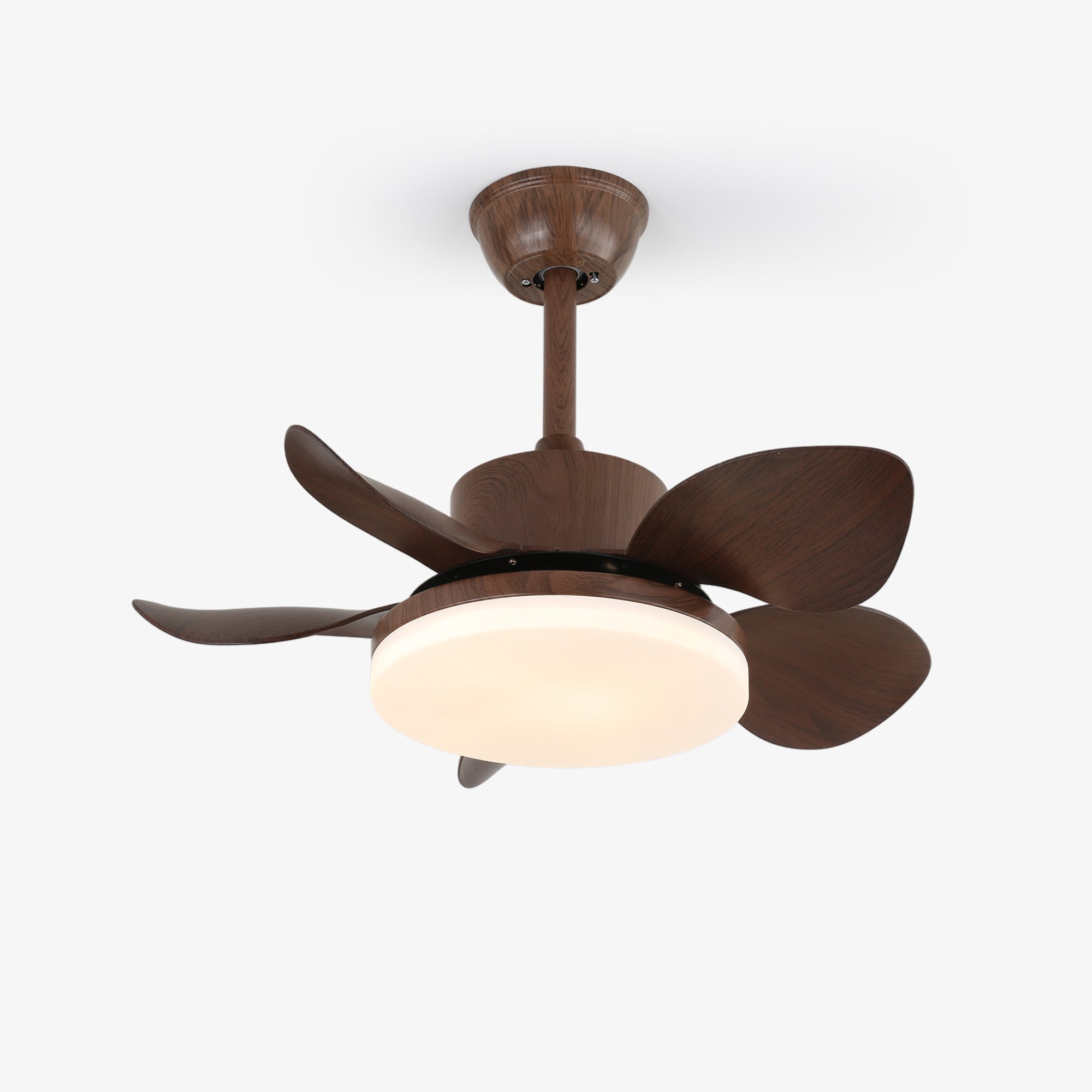 Plafondventilator Alenya met Houtlook en Geïntegreerde Verlichting Ø55cm 48W Grijsbruine Bladeren voor Alle Seizoenen | Sansoti