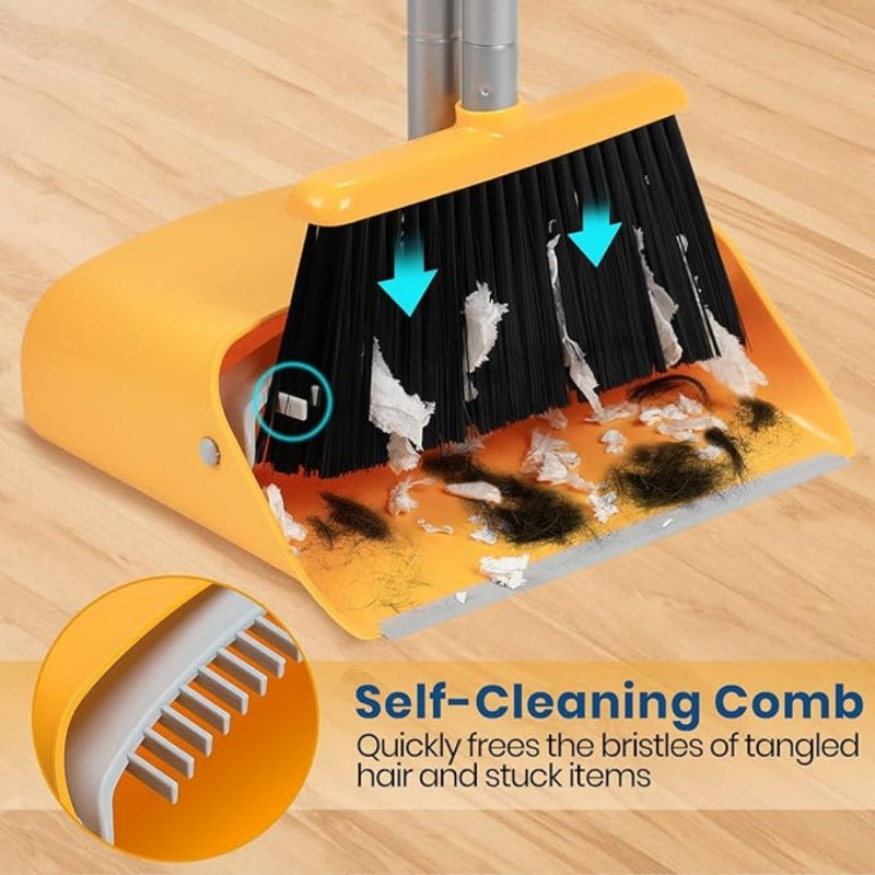 Sweeping Set Adjustable Handle & Rotating Broom Space-Saving Foldable Household Cleaning Tool | Sansoti