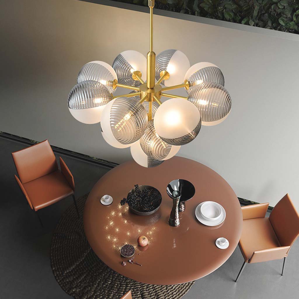 Szklany żyrandol z bąbelkami w kształcie kiści winogron, designerska lampa wisząca LED do salonu i jadalni, nowoczesne oświetlenie sufitowe, lampy nastrojowe | Sansoti