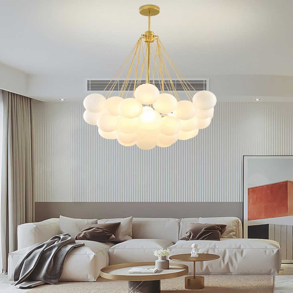 Glaskugel-Hängeleuchte mit Metallkette Schwarz Gold Verstellbare LED-Pendelleuchte Esszimmer Schlafzimmer | Sansoti