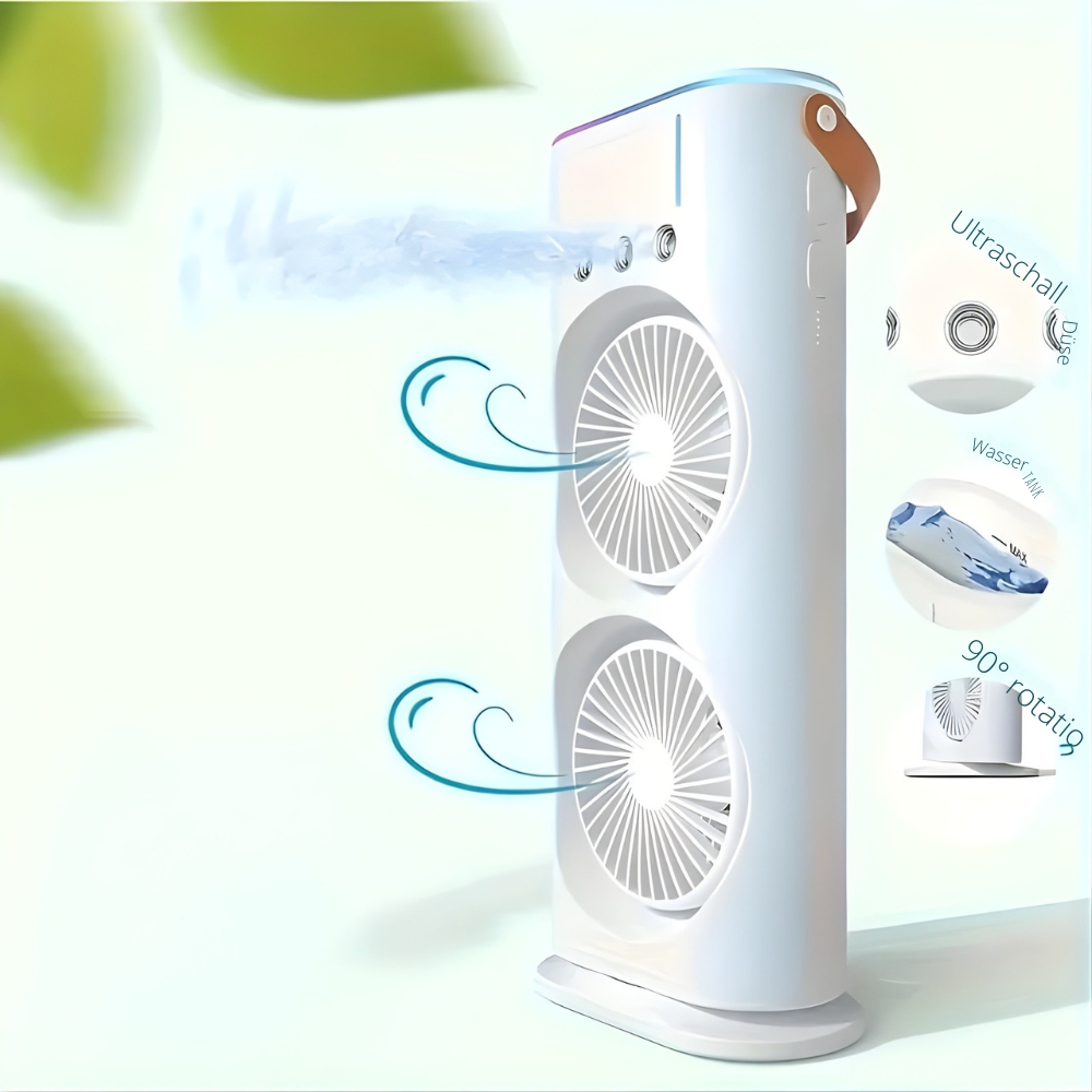Portable USB Fan with Dual Heads and Mist Function for Home and Office | Sansoti