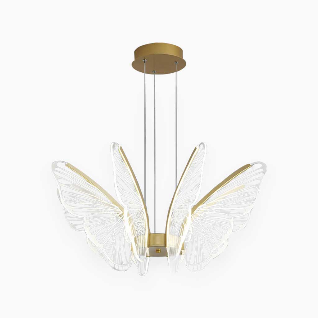 Kroonluchter Metaal Acryl Goud Dimbaar LED Blaadjes Vlinders Eetkamer Slaapkamer Woonruimte Hangverlichting | Sansoti