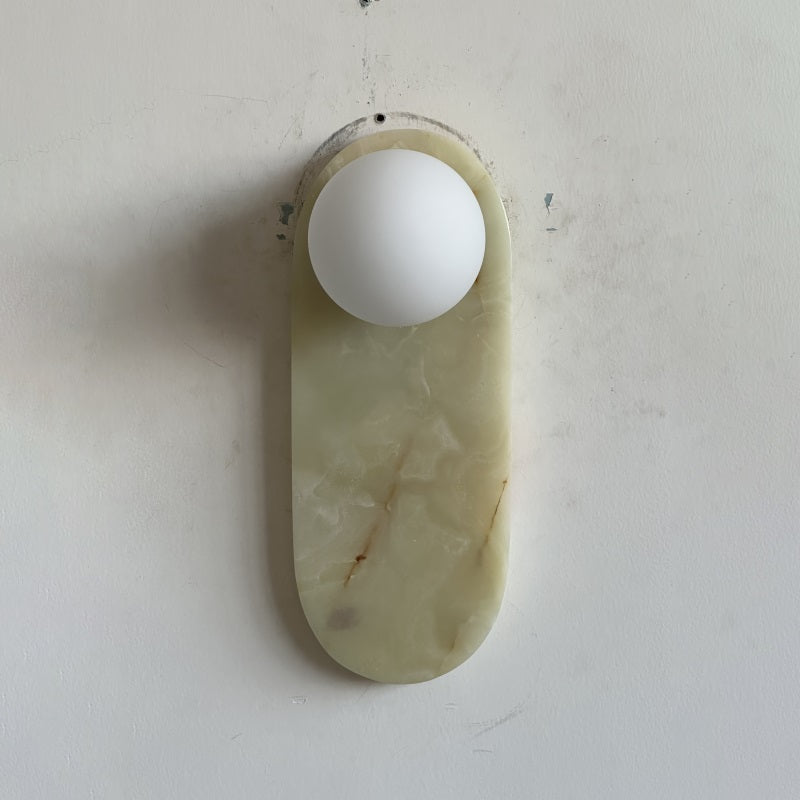 Applique Murale De Luxe En Jade Ou Marbre Avec Abat-Jour En Verre – Éclairage Design Mid Century Pour Chambre Et Couloir | Restfield