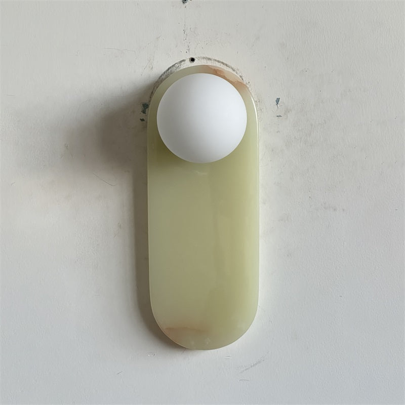 Applique Murale De Luxe En Jade Ou Marbre Avec Abat-Jour En Verre – Éclairage Design Mid Century Pour Chambre Et Couloir | Restfield