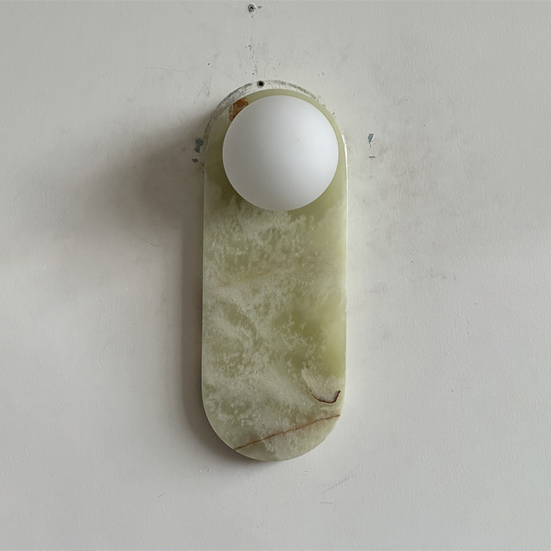 Applique Murale De Luxe En Jade Ou Marbre Avec Abat-Jour En Verre – Éclairage Design Mid Century Pour Chambre Et Couloir | Restfield