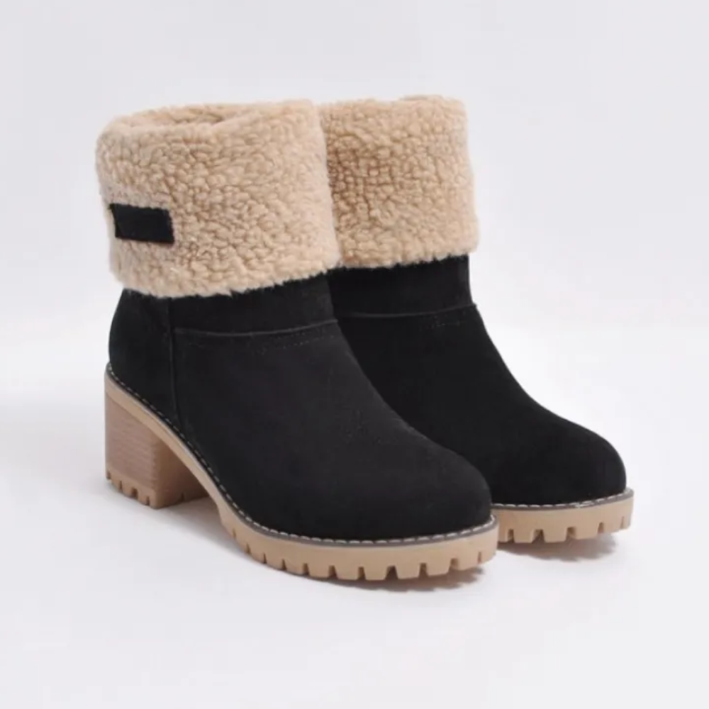 Damenstiefel mit weichem Futter und Absatz in Schwarz, Braun, Grau, Grün und Orange - Elegantes und bequemes Winterschuhwerk | Sansoti