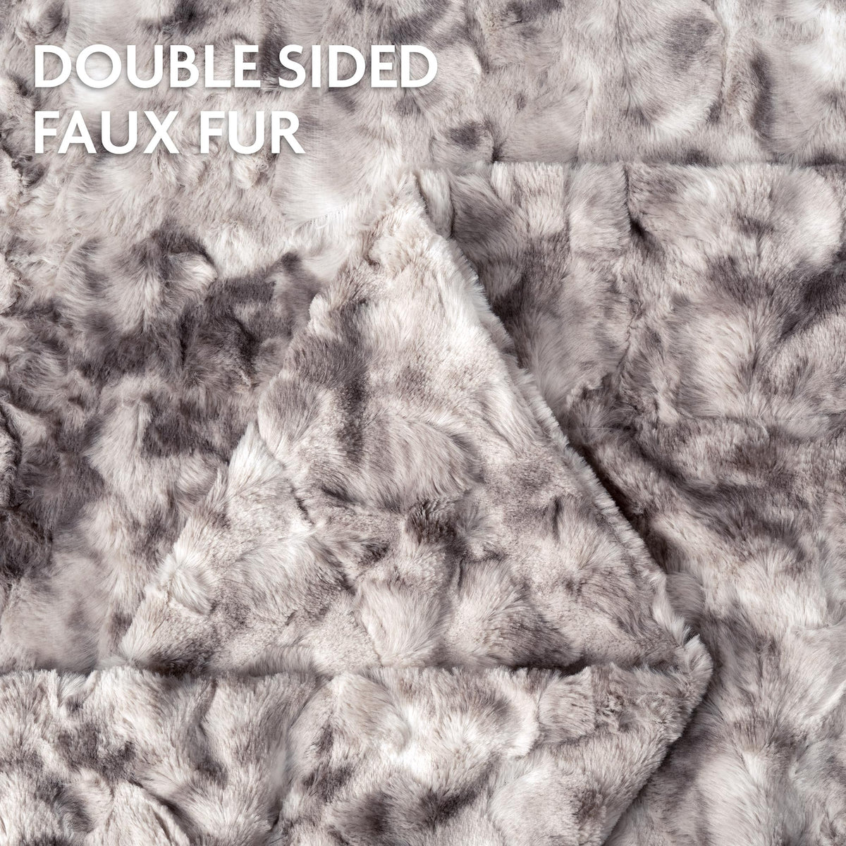 Double-Sided Throw with Wolf Design Faux Fur Luxury Fleece Living Room Bedroom Large Size Decorative | Sansoti
