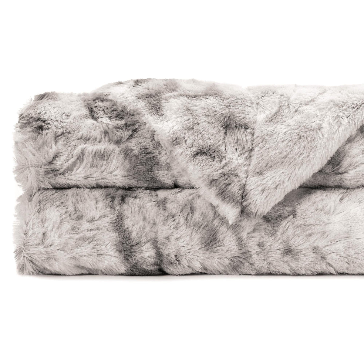 Double-Sided Throw with Wolf Design Faux Fur Luxury Fleece Living Room Bedroom Large Size Decorative | Sansoti