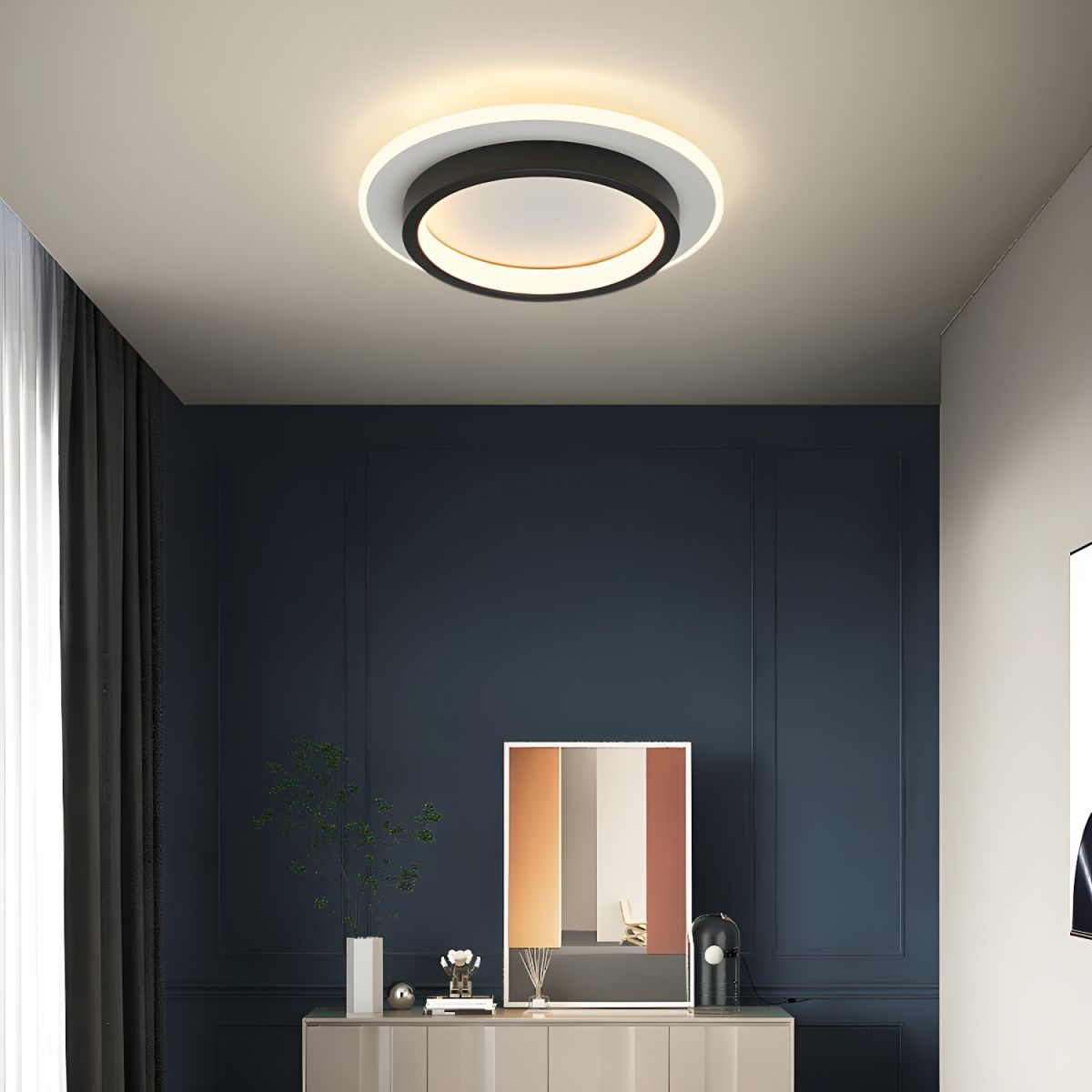 LED Deckenleuchte Rund 10W 20W Schwarz Weiß Schlafzimmer Flur Wohnzimmer Moderne Deckenbeleuchtung Niedrige Deckenlampe | Restfield