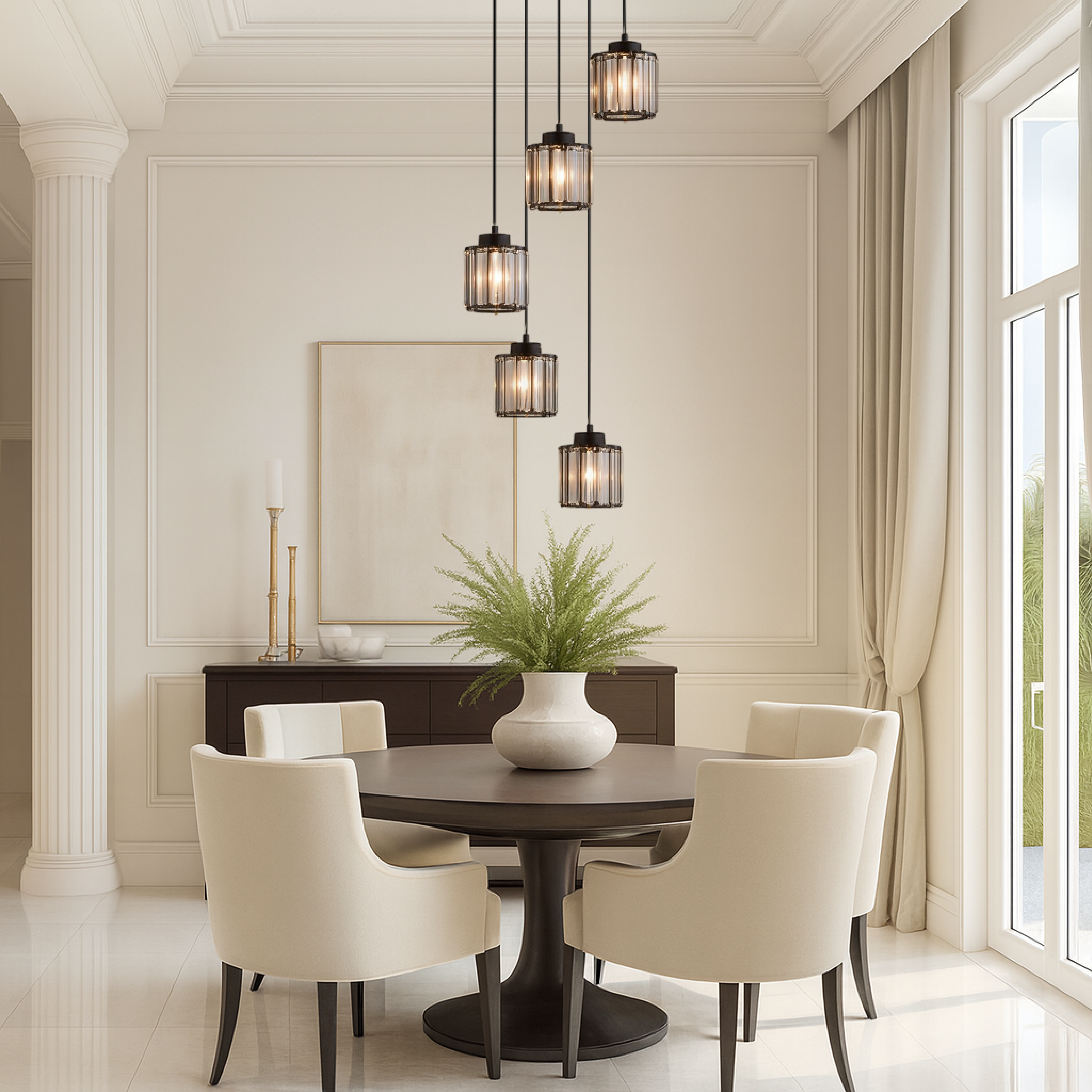Ida Kristall-Treppenkronleuchter Glas Metall Schwarz Treppenbeleuchtung Foyer Hängeleuchte Modern Kristalllampe Hohe Decke | Restfield