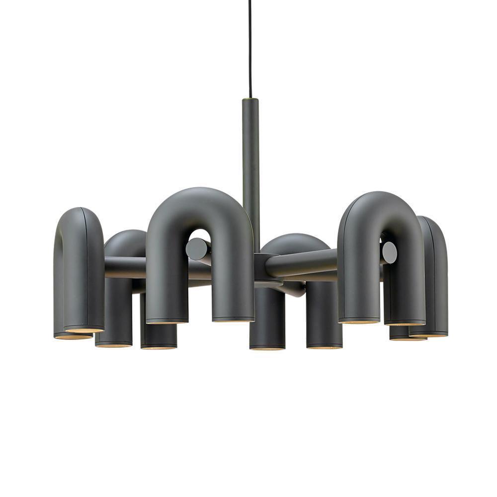 Modulaire Kroonluchter met U-Vormige Armen – Verstelbaar Design – Zwart, Grijs, Oranje of Blauw – 3, 4, 6 of 8 Lichtpunten – Modern Statement | Sansoti