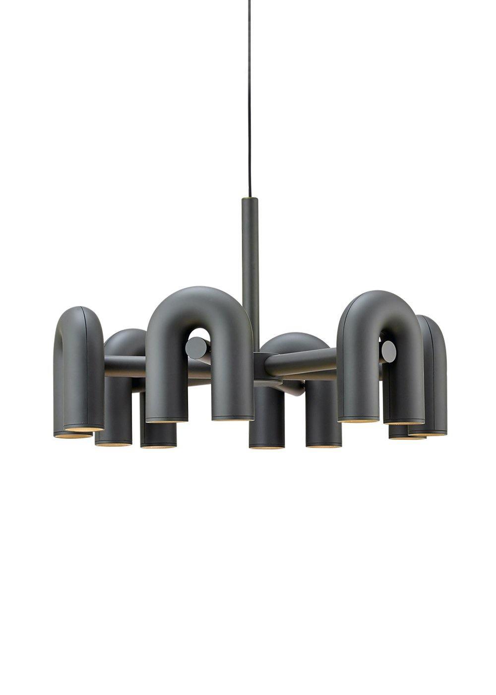 Modulaire Kroonluchter met U-Vormige Armen – Verstelbaar Design – Zwart, Grijs, Oranje of Blauw – 3, 4, 6 of 8 Lichtpunten – Modern Statement | Sansoti