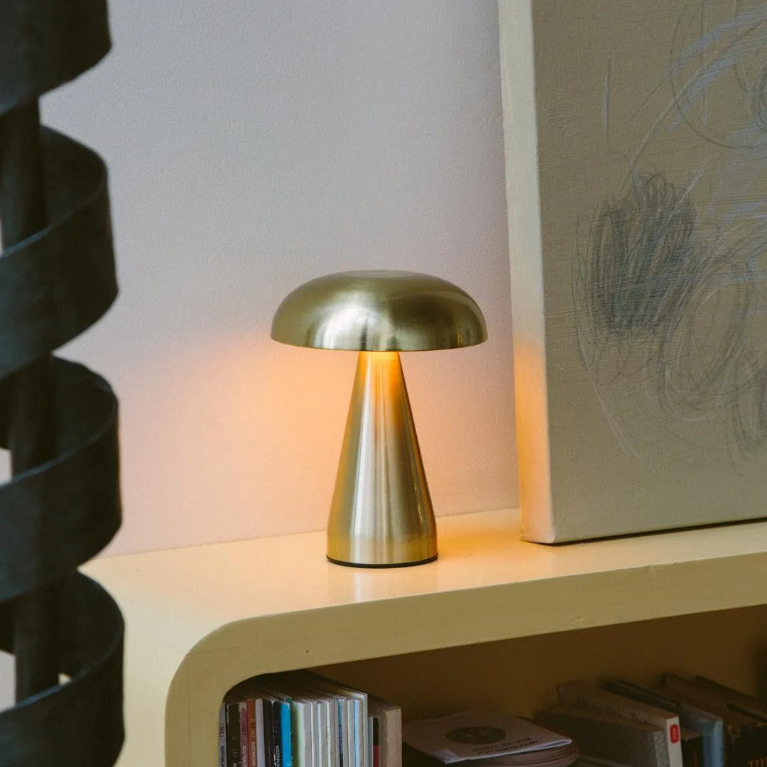 Tischlampe wiederaufladbar Touch Metall kabellos 3 Lichtstufen Gold Aluminium USB-C | Restfield