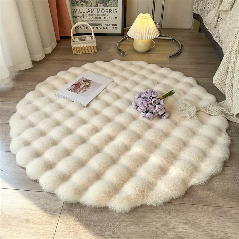 Rond Vloerkleed Imitatiebont Antislip Zacht Hoogpolig Kleed Woonkamer Slaapkamer Kinderkamer Vloermat | Sansoti