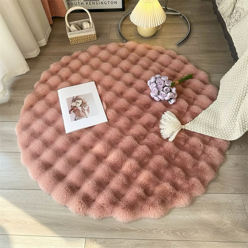 Rond Vloerkleed Imitatiebont Antislip Zacht Hoogpolig Kleed Woonkamer Slaapkamer Kinderkamer Vloermat | Sansoti