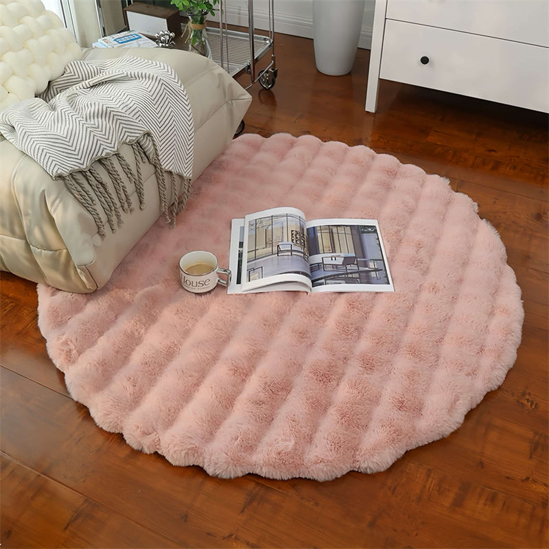 Rond Vloerkleed Imitatiebont Antislip Zacht Hoogpolig Kleed Woonkamer Slaapkamer Kinderkamer Vloermat | Sansoti