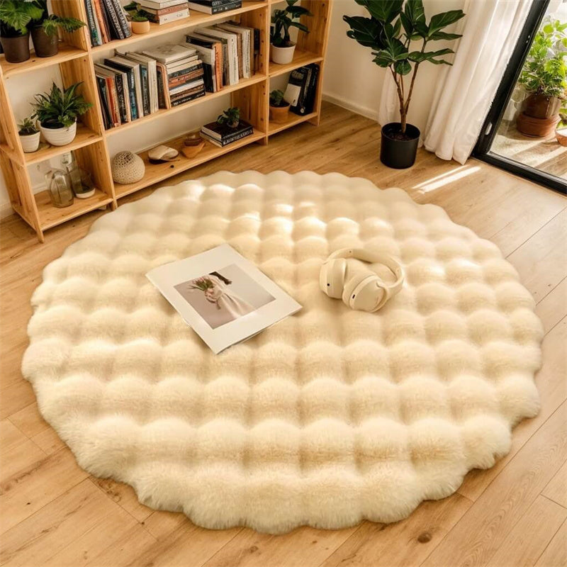 Rond Vloerkleed Imitatiebont Antislip Zacht Hoogpolig Kleed Woonkamer Slaapkamer Kinderkamer Vloermat | Sansoti
