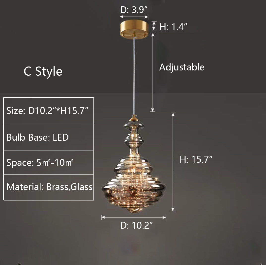 Grijze glazen hanglamp met sterrenhemel-effect voor eetkamer, bar of keukeneiland | Sansoti