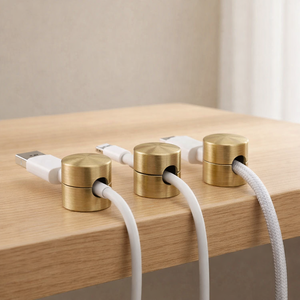 Kabelclips Zelfklevend Kabelmanagement 3 Stuks Aluminium Goud Zilver Zwart Bureau Wand | Sansoti