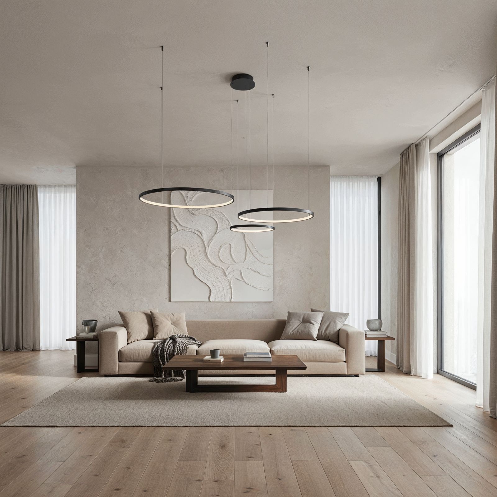 LED Hanglamp Ringen Zwart Wit Goud Dimbaar 70W Aluminium Modern | Sansoti
