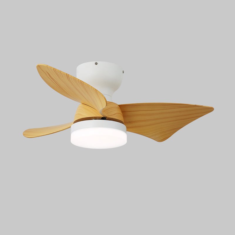 Moderne plafondventilator met verlichting en afstandsbediening zilver houtnerf 70cm | Sansoti