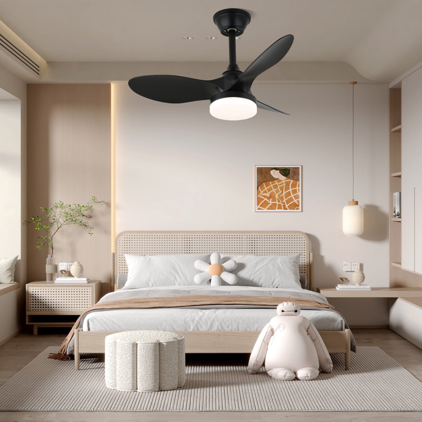 Ceiling Fan with Lighting – Modern Design Ø81 cm – 6 Speeds – Incl. Remote Control | Sansoti