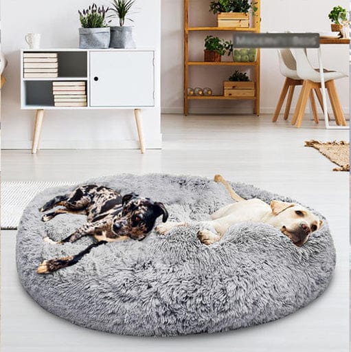 Panier rond pour animal de compagnie à bord surélevé, couchage moelleux pour chien ou chat, nid douillet avec coussin chaud | Sansoti