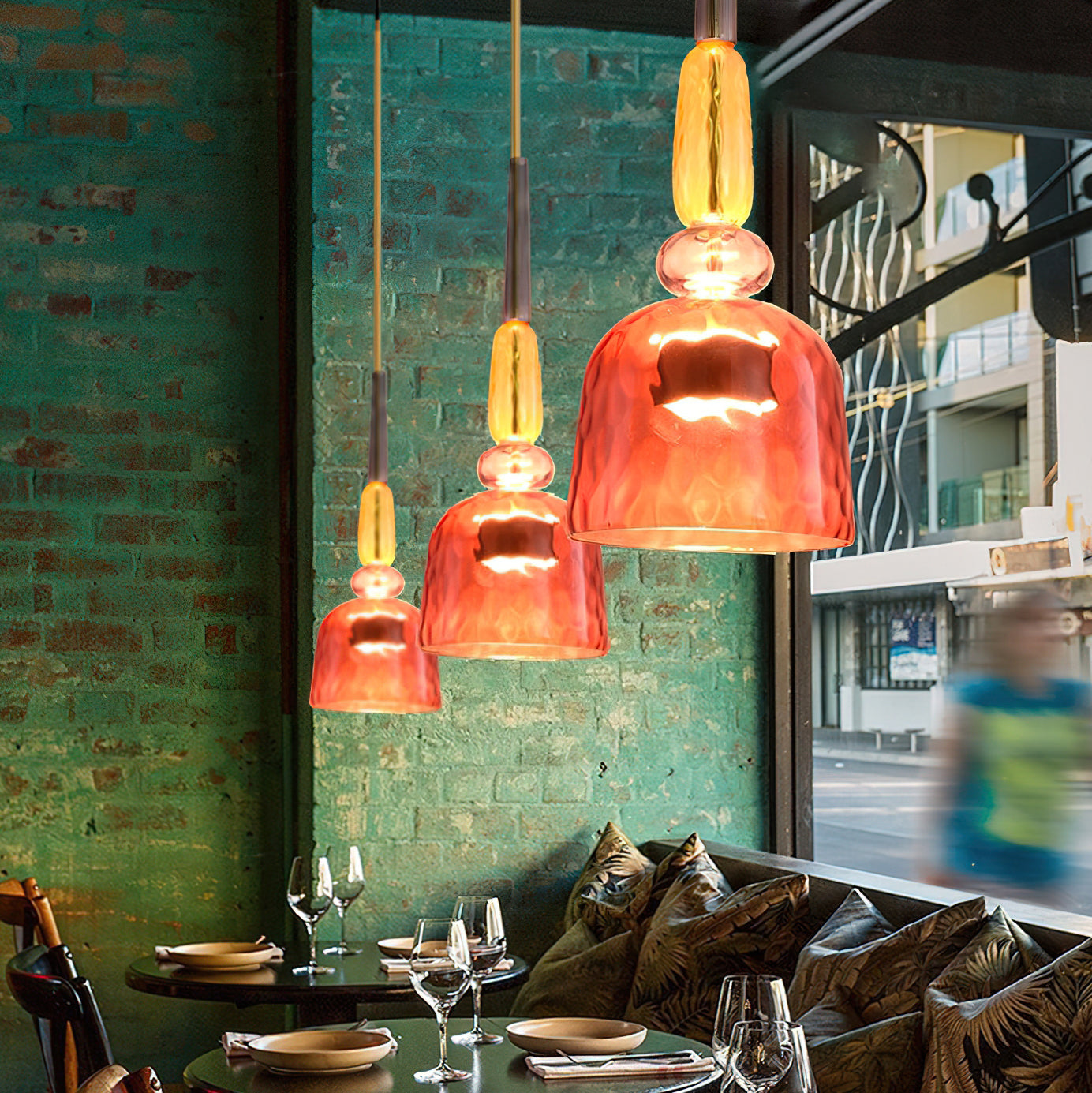 Glazen Hanglamp met Gekleurde Kap – Scandinavisch Verlichtingsdesign met Geïntegreerde LED – Macaron Jar Pendant Light | Sansoti