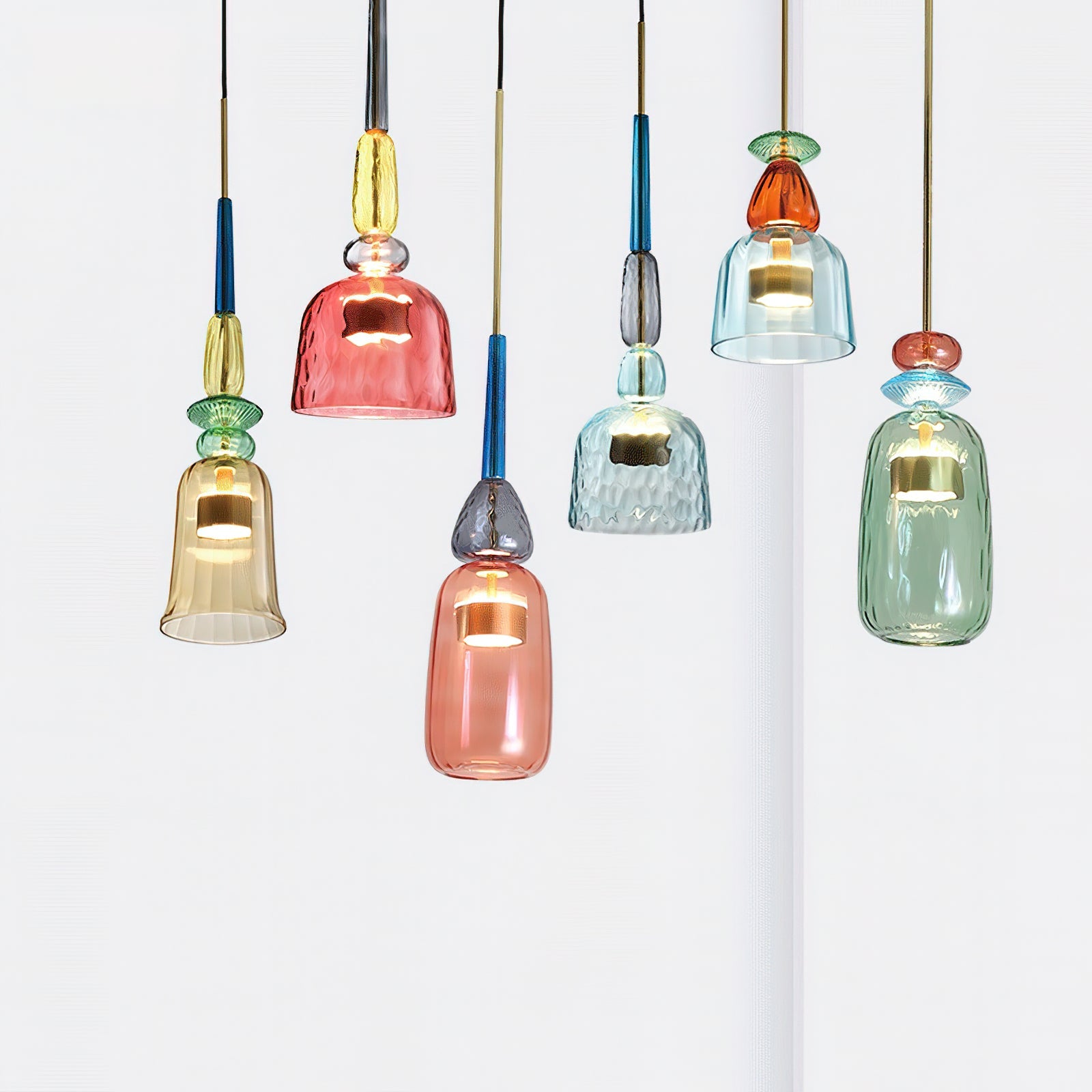 Glazen Hanglamp met Gekleurde Kap – Scandinavisch Verlichtingsdesign met Geïntegreerde LED – Macaron Jar Pendant Light | Sansoti