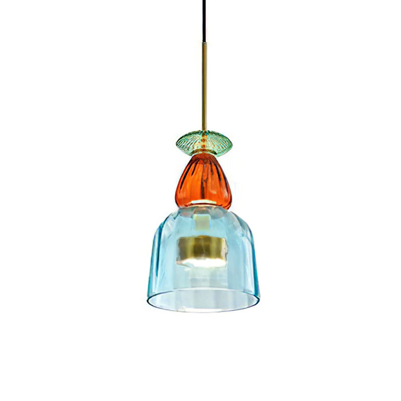 Glazen Hanglamp met Gekleurde Kap – Scandinavisch Verlichtingsdesign met Geïntegreerde LED – Macaron Jar Pendant Light | Sansoti