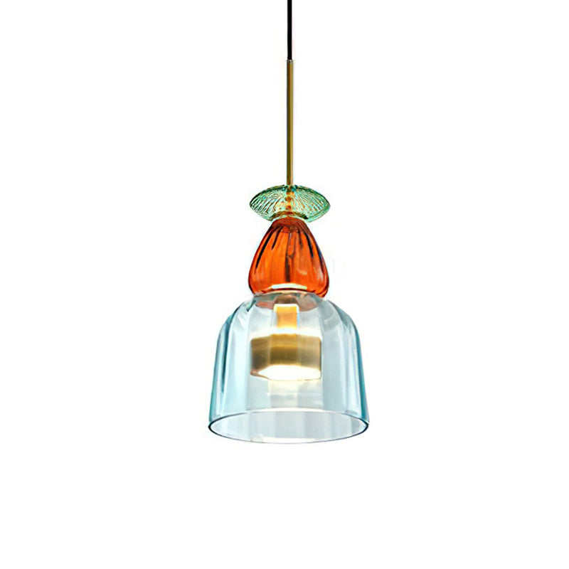Glazen Hanglamp met Gekleurde Kap – Scandinavisch Verlichtingsdesign met Geïntegreerde LED – Macaron Jar Pendant Light | Sansoti