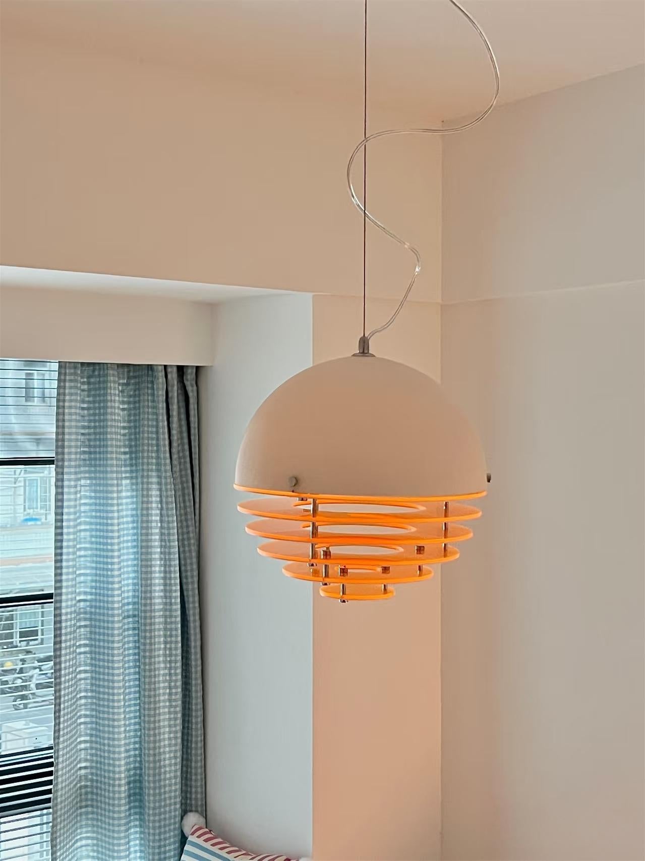 Stijlvolle Hanglamp Bauhaus Design Oranje-Wit Sfeerverlichting voor Moderne Interieurs | Sansoti
