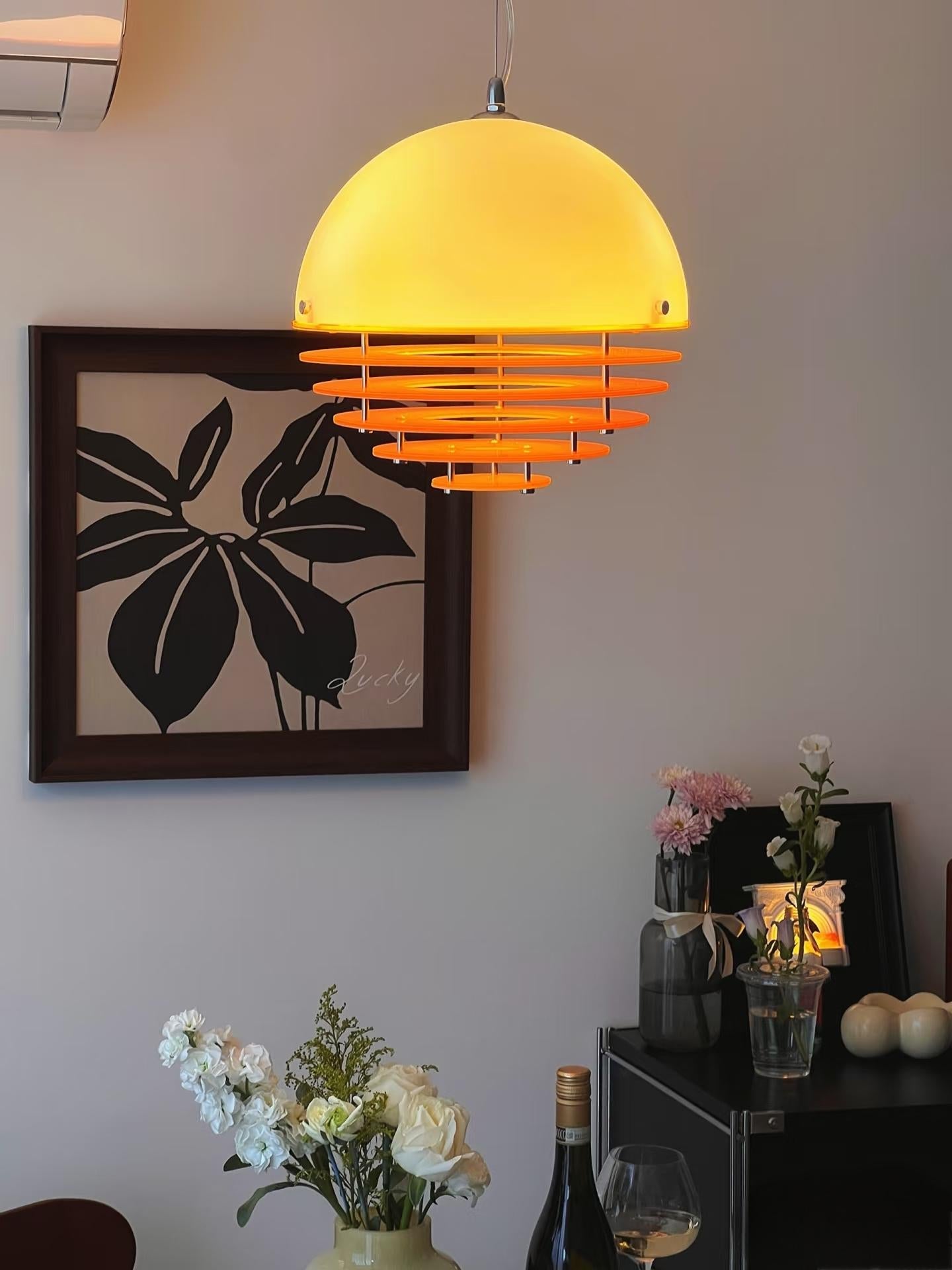 Stijlvolle Hanglamp Bauhaus Design Oranje-Wit Sfeerverlichting voor Moderne Interieurs | Sansoti