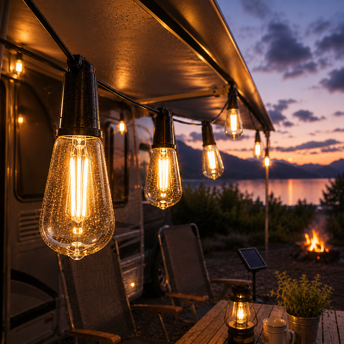 Solar-Powered Vintage Edison LED String Lights, 10 Meters, Waterproof IP65, Ambient Lighting for Garden, Patio, and Camping | Sansoti