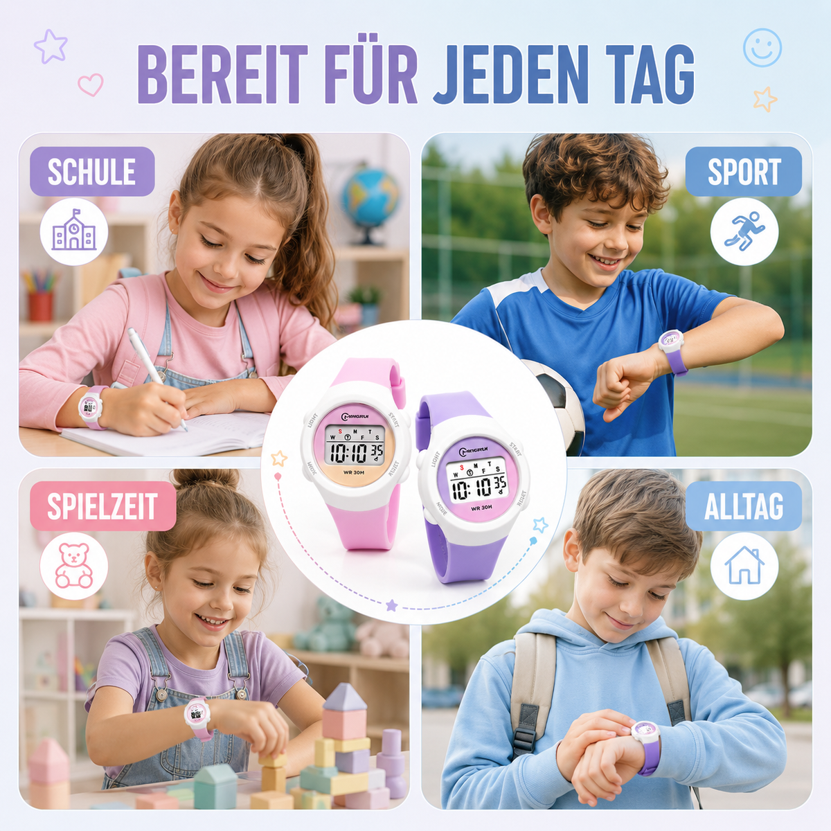 Digital Children's Watch Waterproof Sports Watch with Alarm and Stopwatch Children's Alarm Clock Wristwatch for Kids Girls Boys | Sansoti