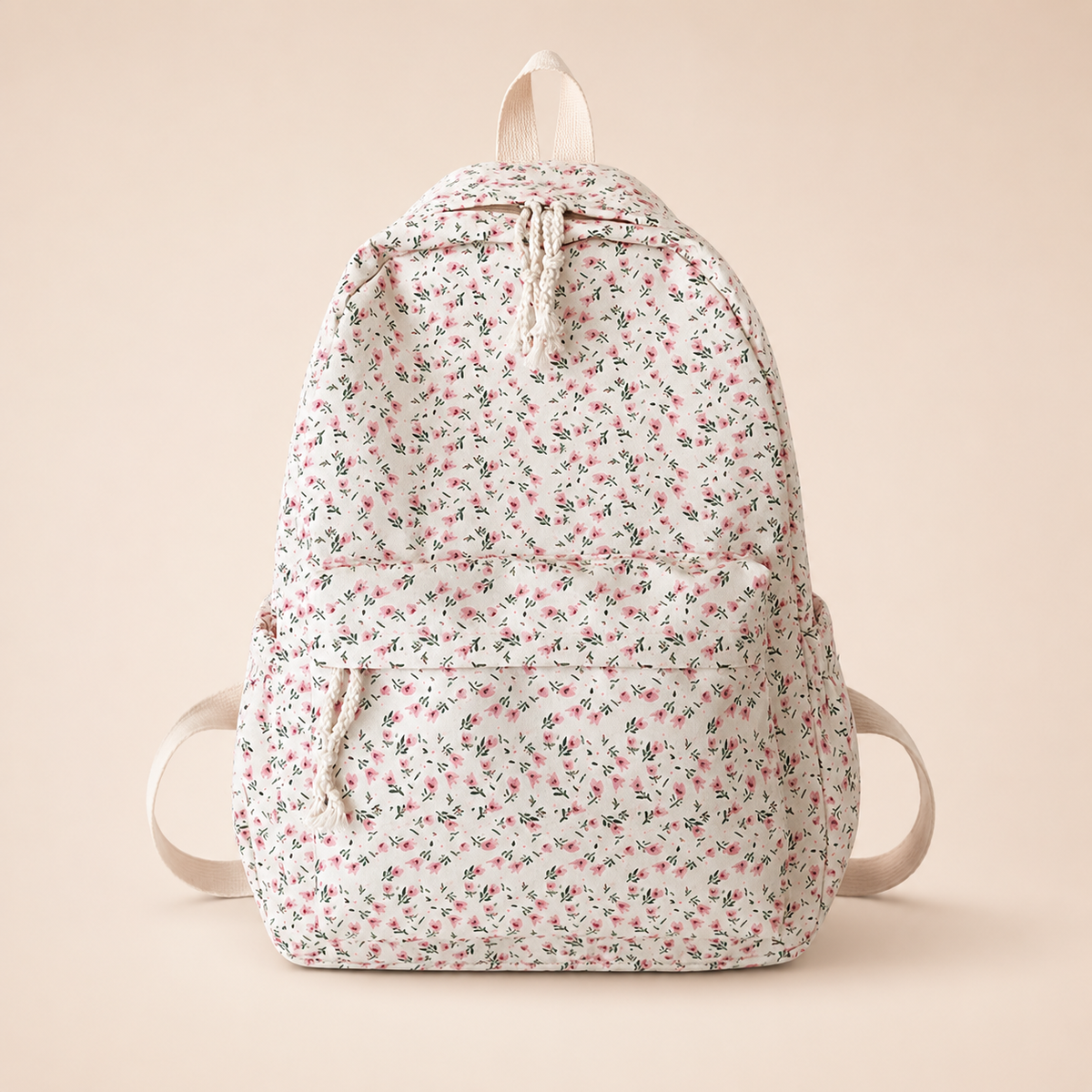 School Backpack with Floral Print Padded Shoulder Straps for Daily Use Studying Travel Laptop | Sansoti