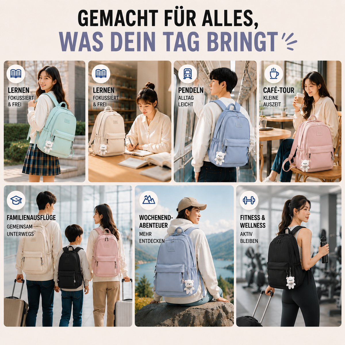 Dagelijkse Rugzak met Laptopvak Nylon 20-35L Gepolsterde Schouderbanden Ergonomisch Comfortabel Reizen Studie | Sansoti
