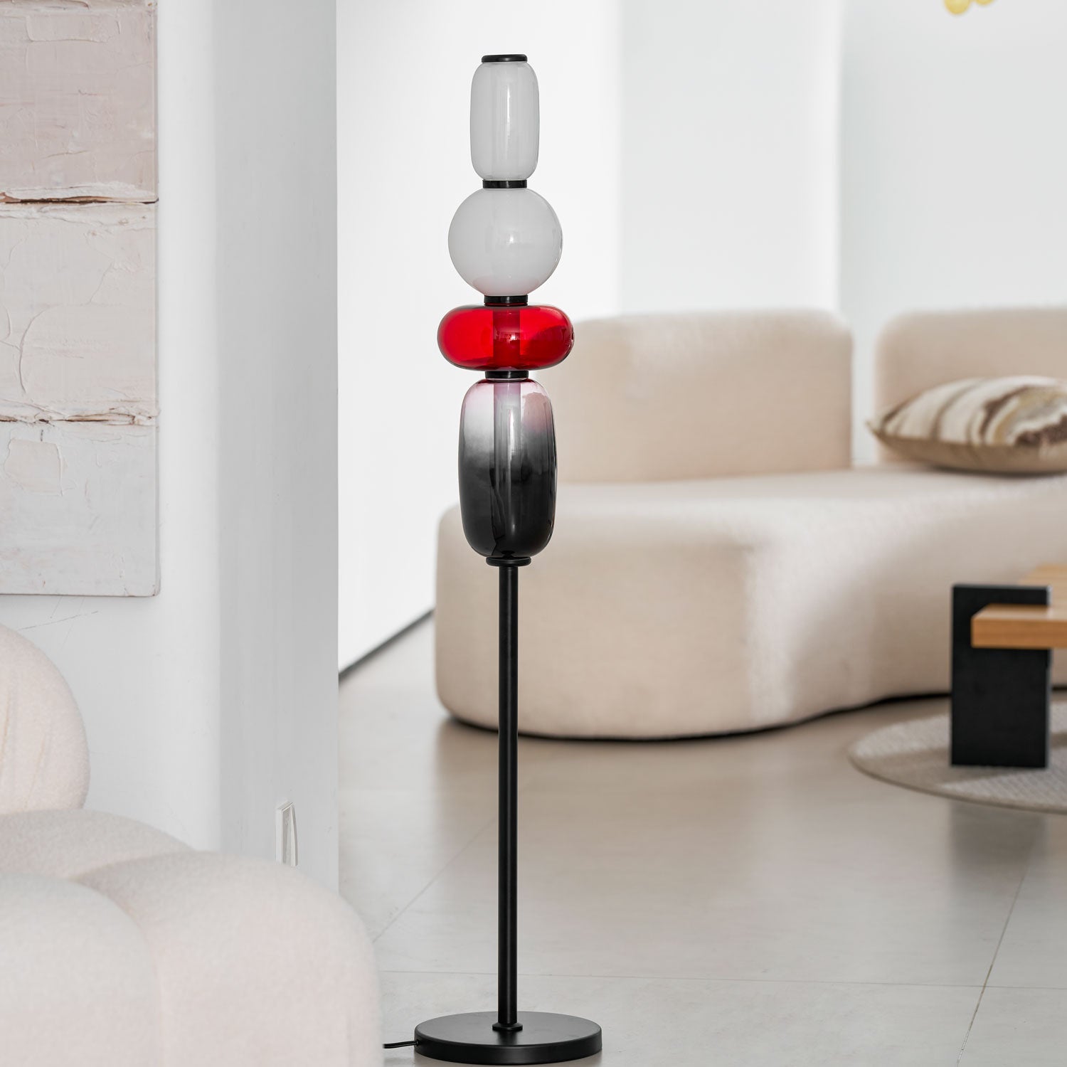 Handgeblazen Glazen Vloerlamp met Artistieke Glasclusters – Decoratief Stijlicoon met Geïntegreerde LED – Verkrijgbaar in Twee Hoogtes | Sansoti