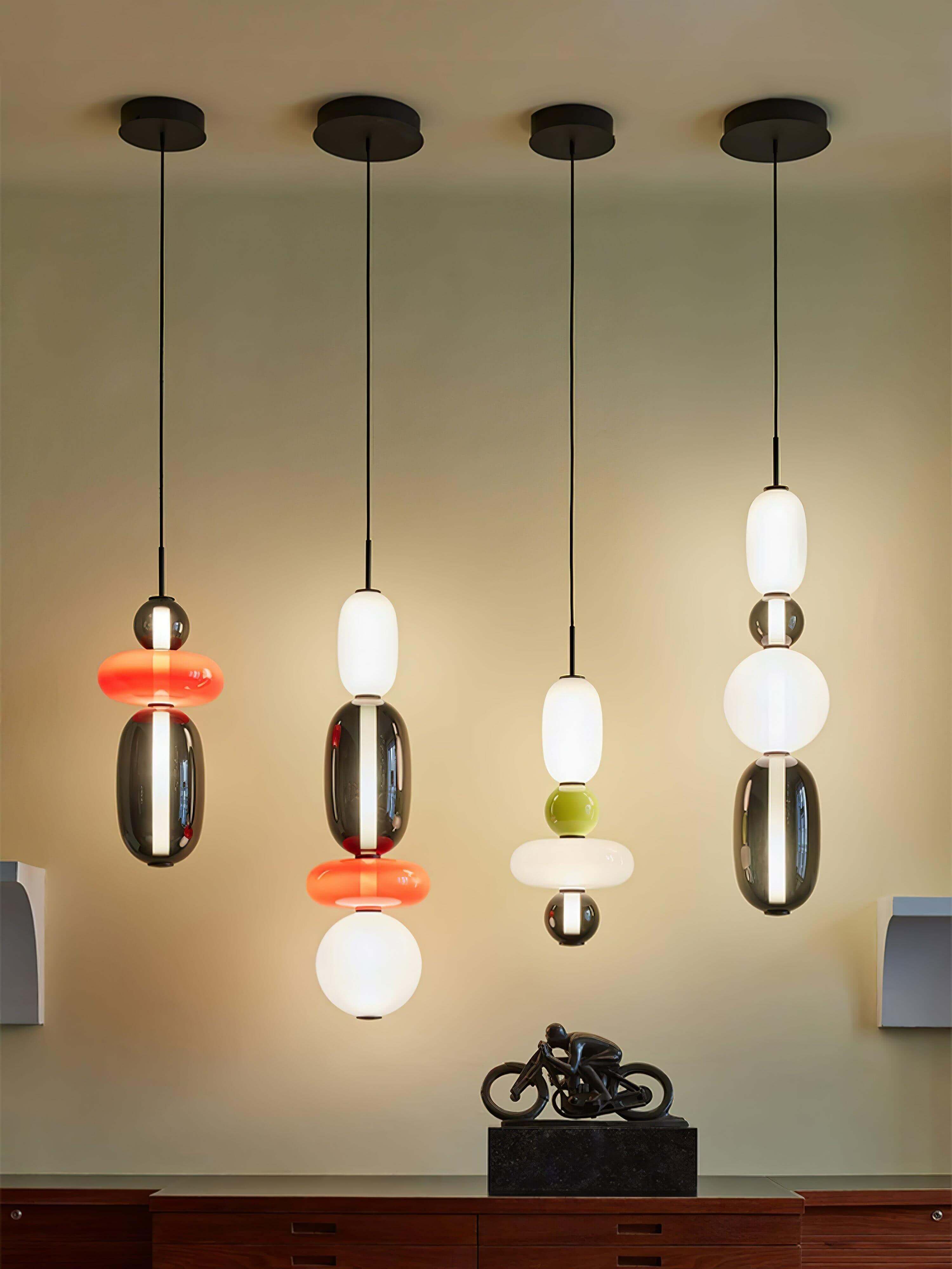 Hanglamp Gekleurd Glas Organisch Vormgegeven Retro Sfeerverlichting Woonkamer | Sansoti