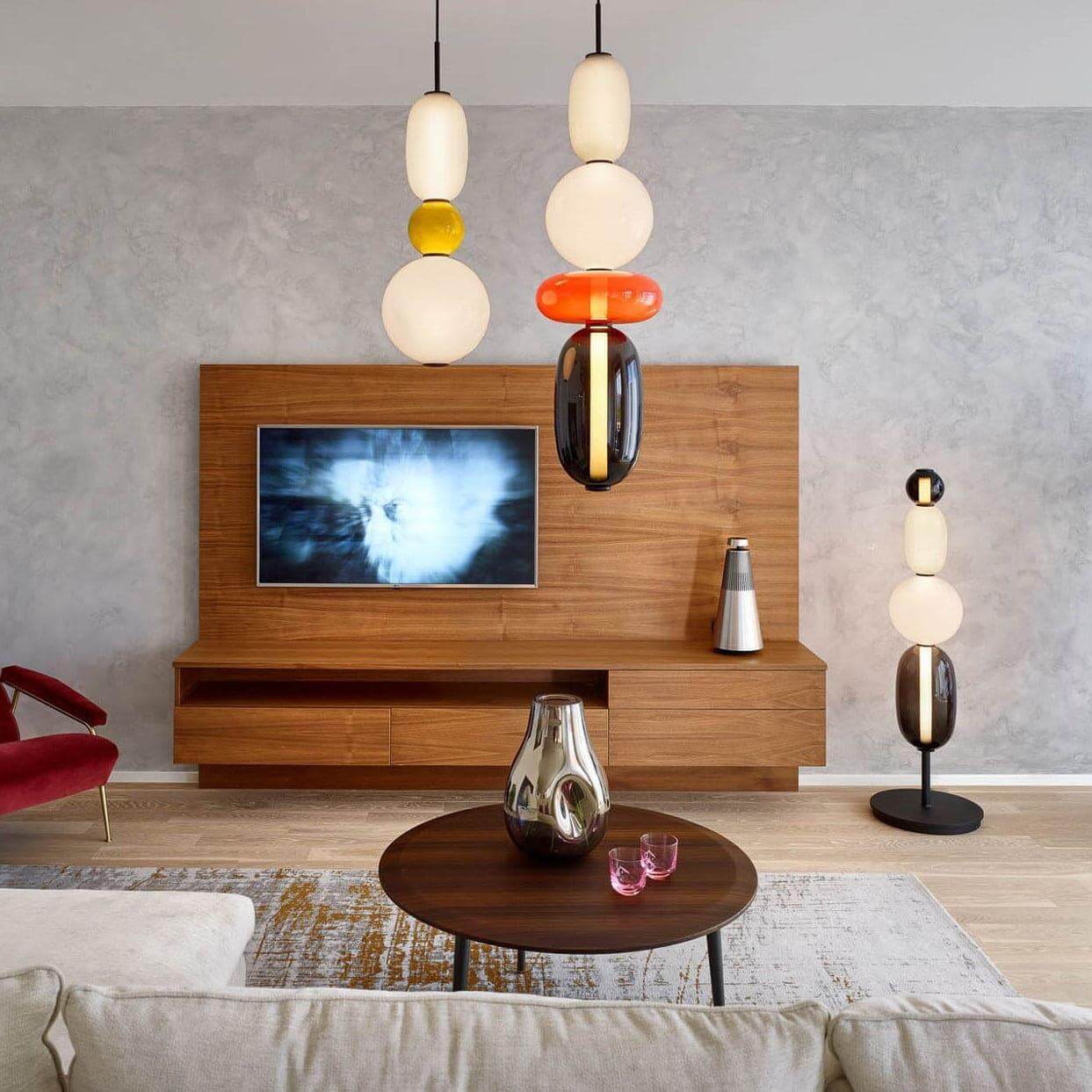 Hanglamp Gekleurd Glas Organisch Vormgegeven Retro Sfeerverlichting Woonkamer | Sansoti