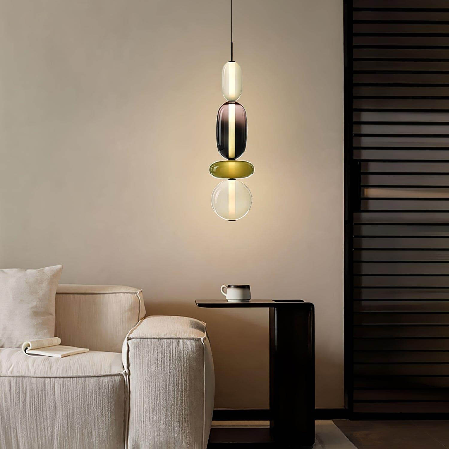 Hanglamp Gekleurd Glas Organisch Vormgegeven Retro Sfeerverlichting Woonkamer | Sansoti