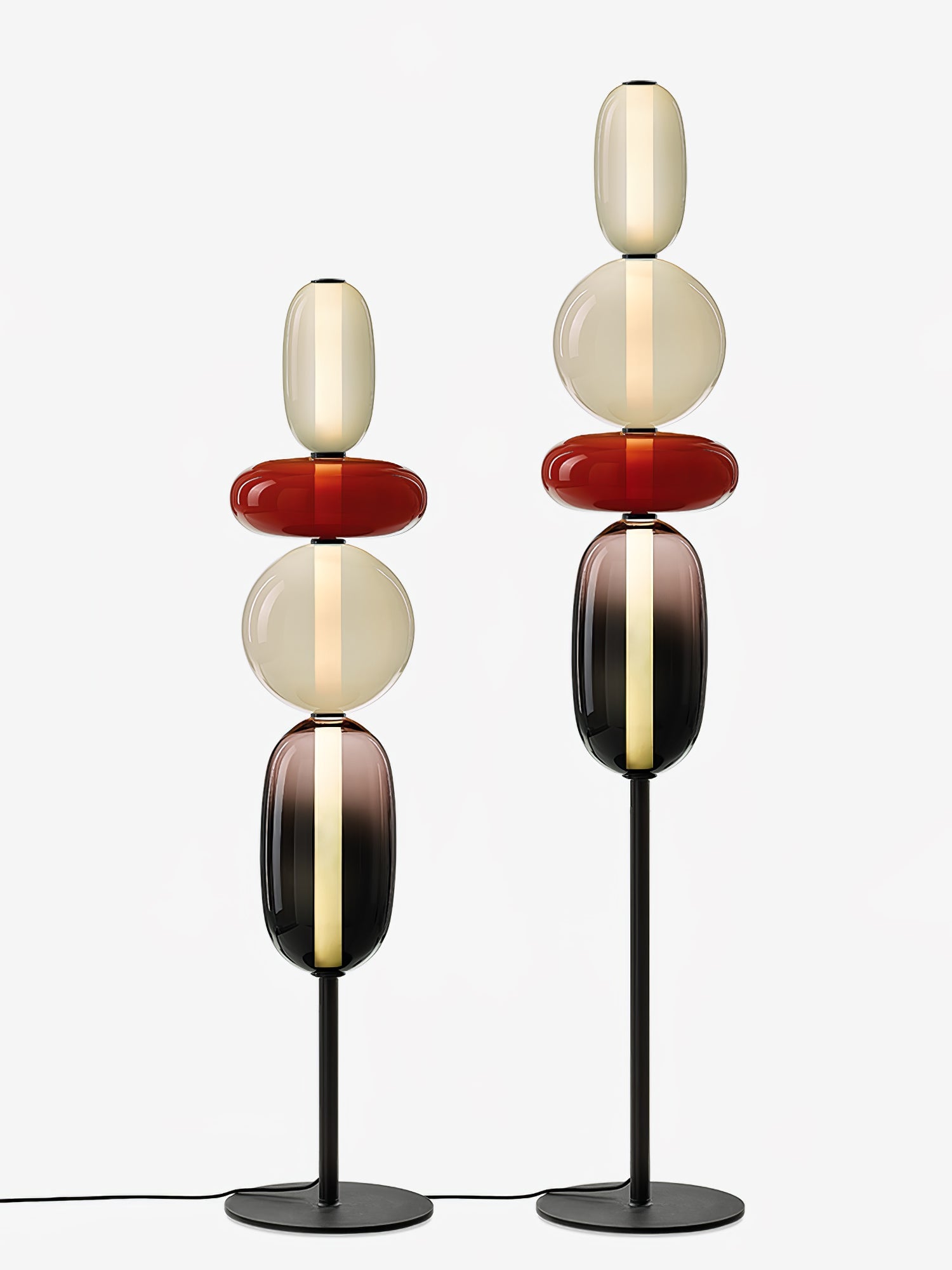 Handgeblazen Glazen Vloerlamp met Artistieke Glasclusters – Decoratief Stijlicoon met Geïntegreerde LED – Verkrijgbaar in Twee Hoogtes | Sansoti