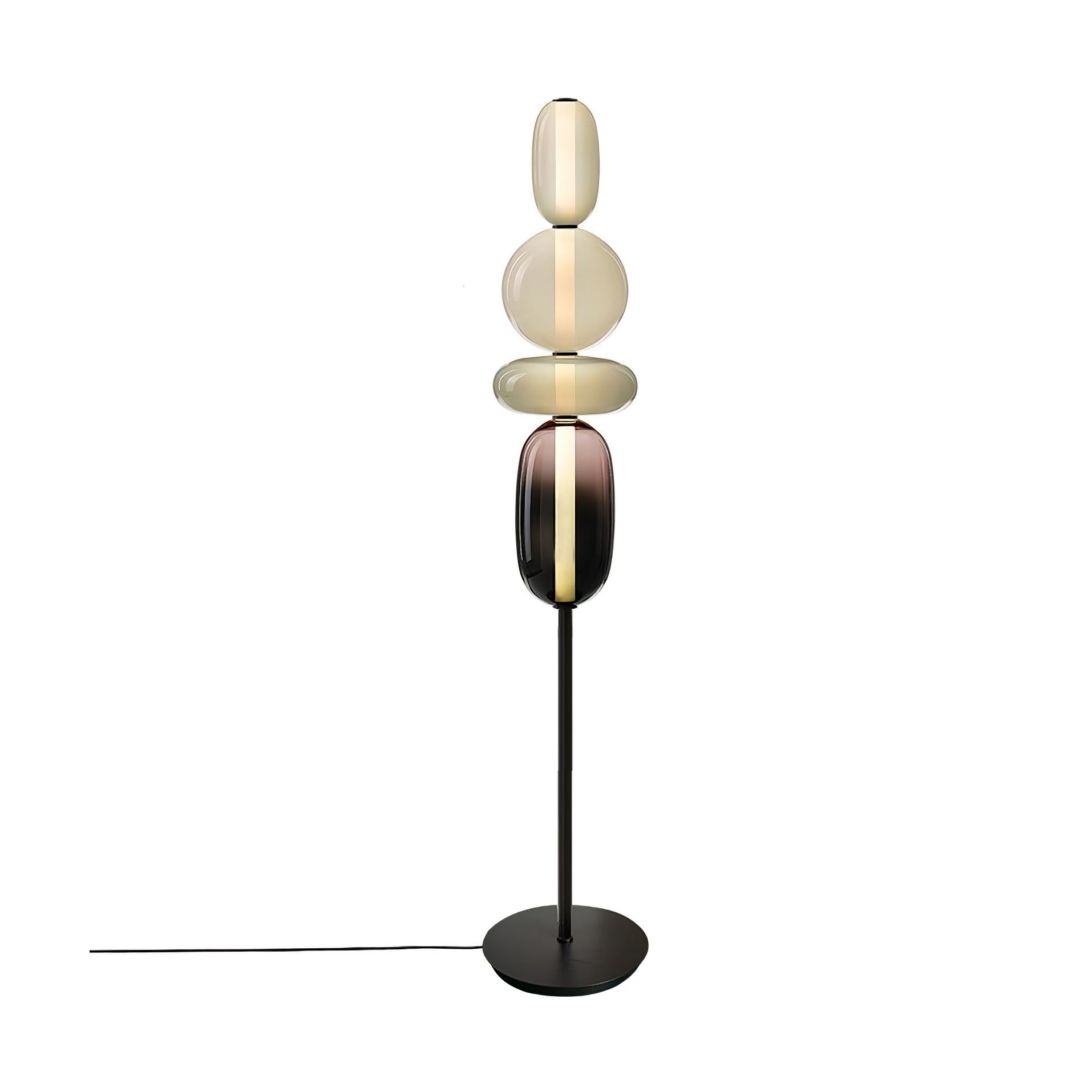 Handgeblazen Glazen Vloerlamp met Artistieke Glasclusters – Decoratief Stijlicoon met Geïntegreerde LED – Verkrijgbaar in Twee Hoogtes | Sansoti