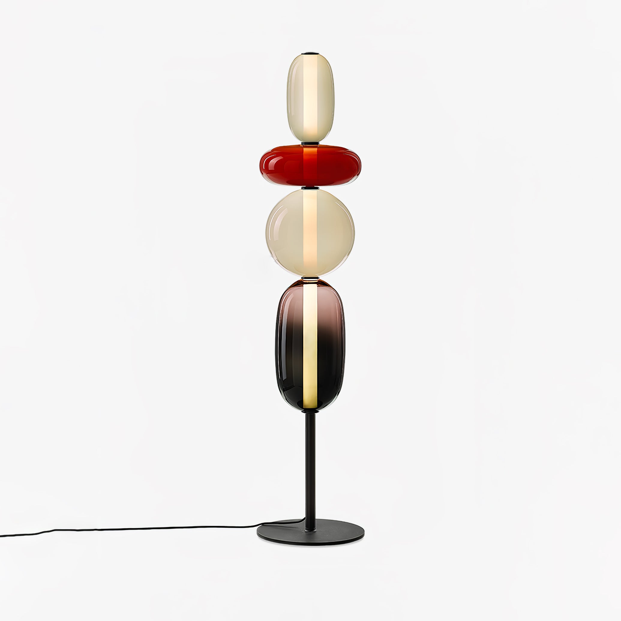 Handgeblazen Glazen Vloerlamp met Artistieke Glasclusters – Decoratief Stijlicoon met Geïntegreerde LED – Verkrijgbaar in Twee Hoogtes | Sansoti