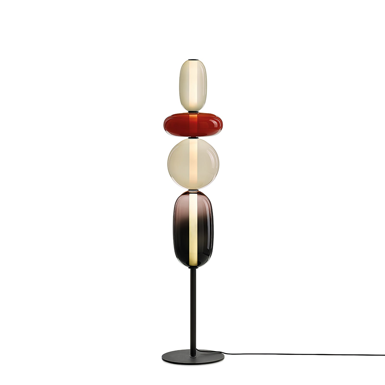 Handgeblazen Glazen Vloerlamp met Artistieke Glasclusters – Decoratief Stijlicoon met Geïntegreerde LED – Verkrijgbaar in Twee Hoogtes | Sansoti