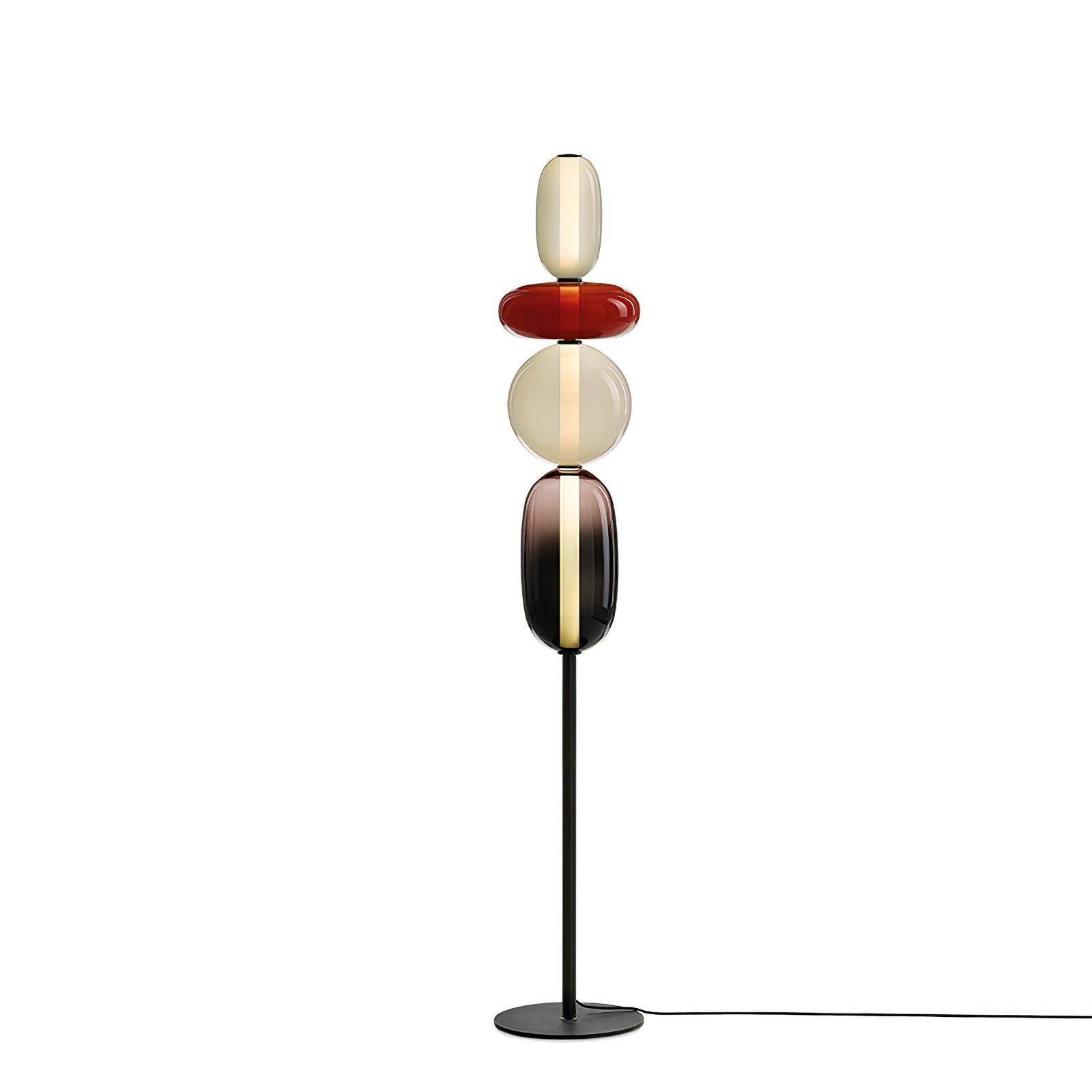 Handgeblazen Glazen Vloerlamp met Artistieke Glasclusters – Decoratief Stijlicoon met Geïntegreerde LED – Verkrijgbaar in Twee Hoogtes | Sansoti