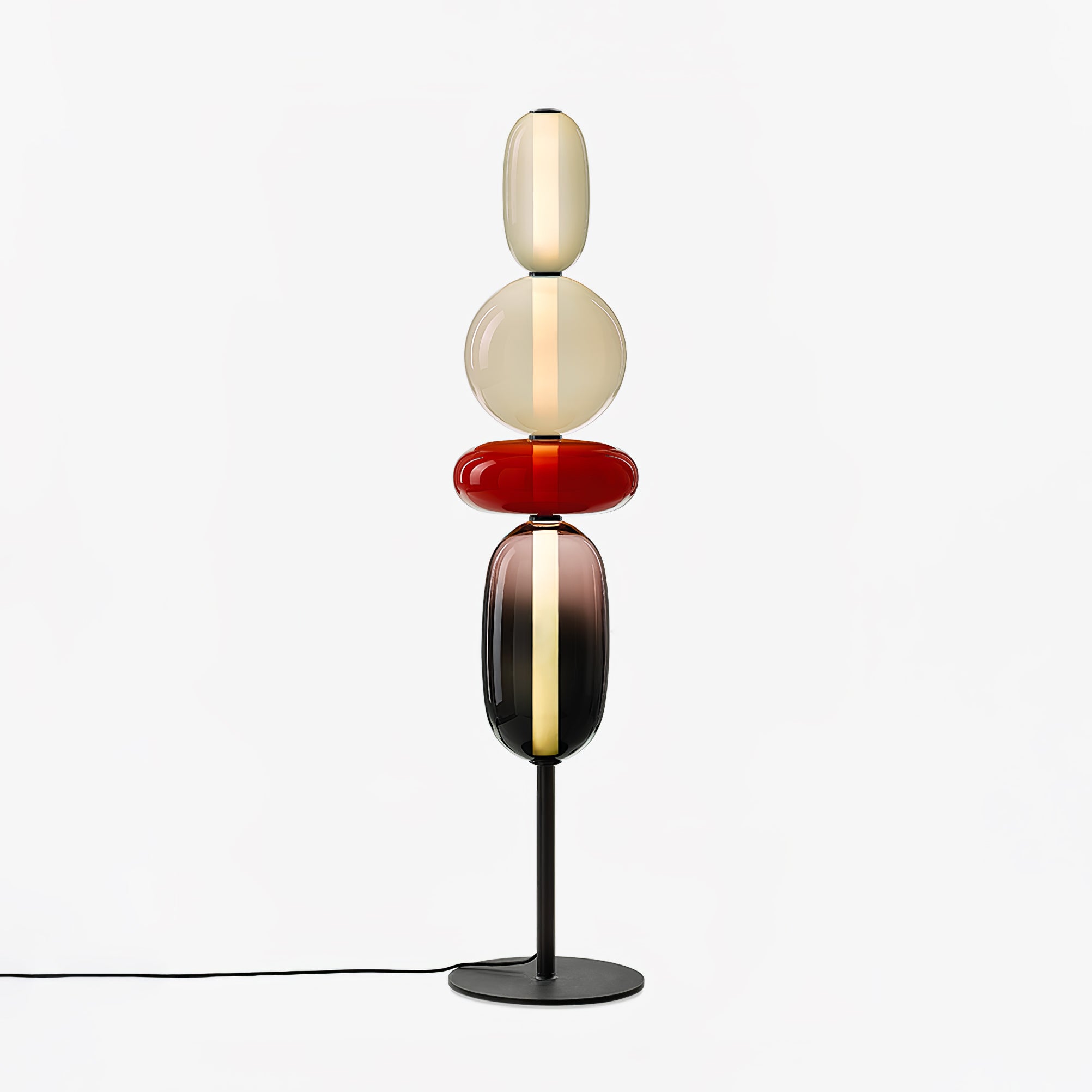 Handgeblazen Glazen Vloerlamp met Artistieke Glasclusters – Decoratief Stijlicoon met Geïntegreerde LED – Verkrijgbaar in Twee Hoogtes | Sansoti