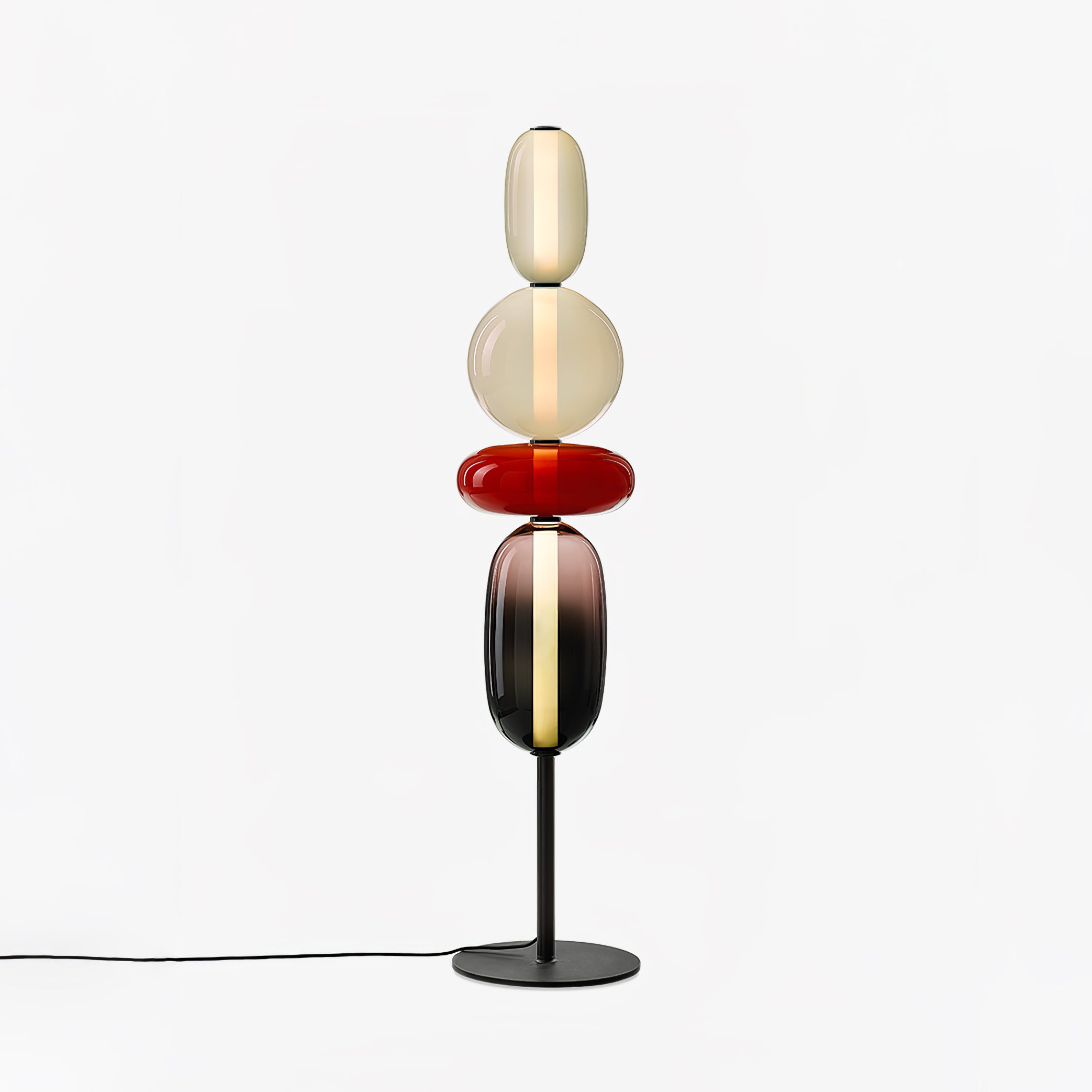Handgeblazen Glazen Vloerlamp met Artistieke Glasclusters – Decoratief Stijlicoon met Geïntegreerde LED – Verkrijgbaar in Twee Hoogtes | Sansoti